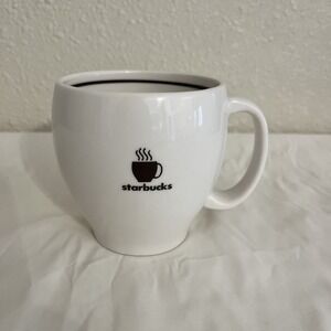 Starbucks Coffee Tea Mug 2004 White‎ with Brown Logo and Stripe 12oz